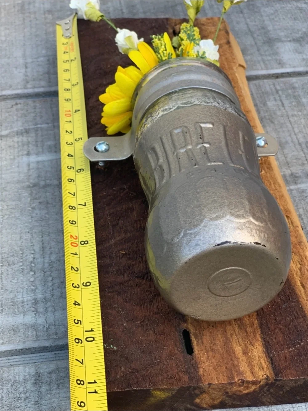 Vintage Bireleys Soda Bottle Wall Vase Rustic Live Edge Reclaimed Wood Sconce